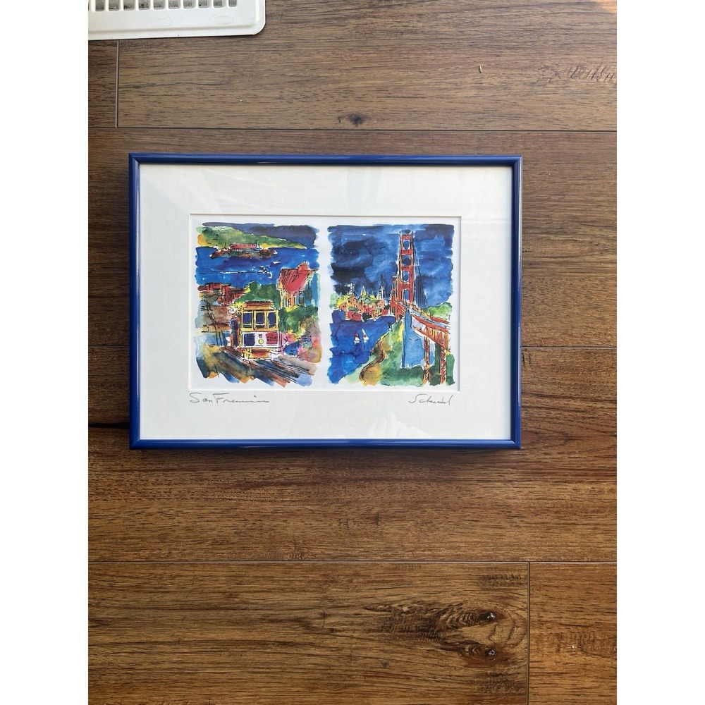 Jerry Schendel Artist CA Framed/Matted Watercolor San Francisco Signed - Picture 5 of 11